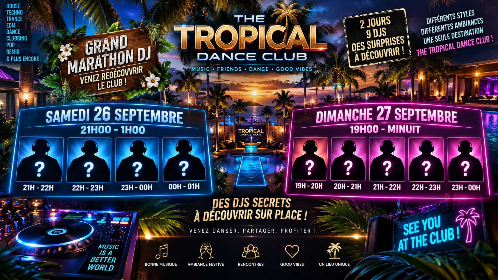 🌴 THE TROPICAL DANCE CLUB VOUS INVITE À SON GRAND MARATHON DJ ! 🎧🔥